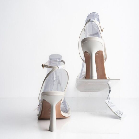 Zara Womens Crossed Strap Heels Sandals White Leather 2337/110 US 9 EU 40 NWT - Picture 6 of 8
